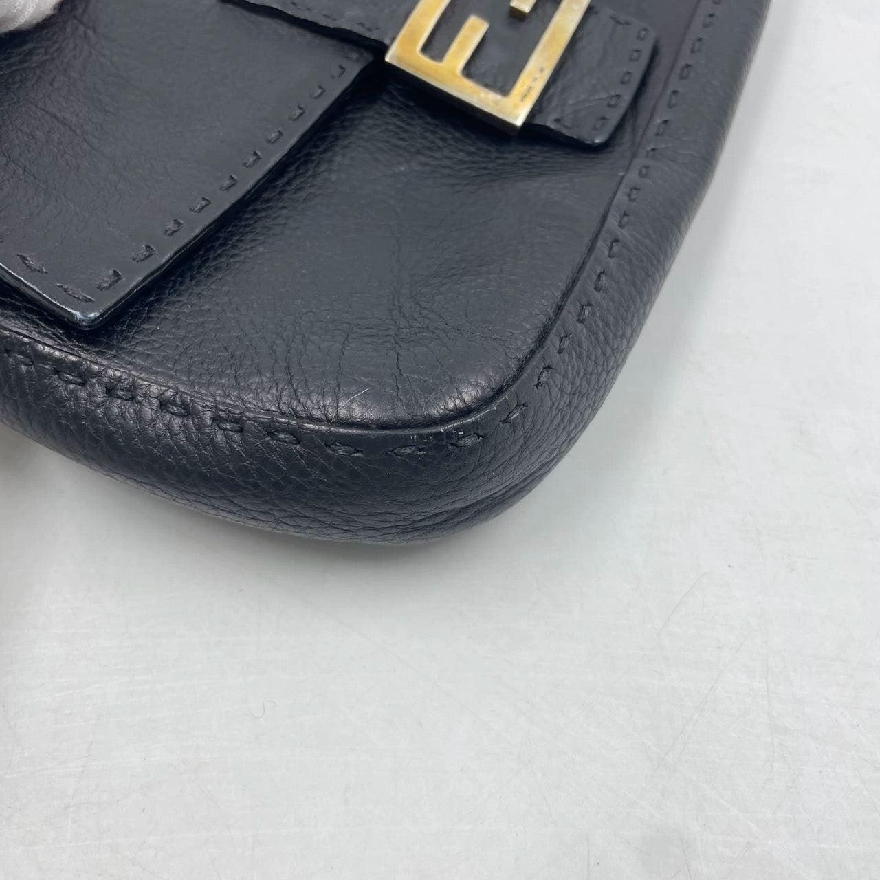 Fendi Baguette Selleria Calfskin Leather Redyed Black Shoulder Bag For Sale 10