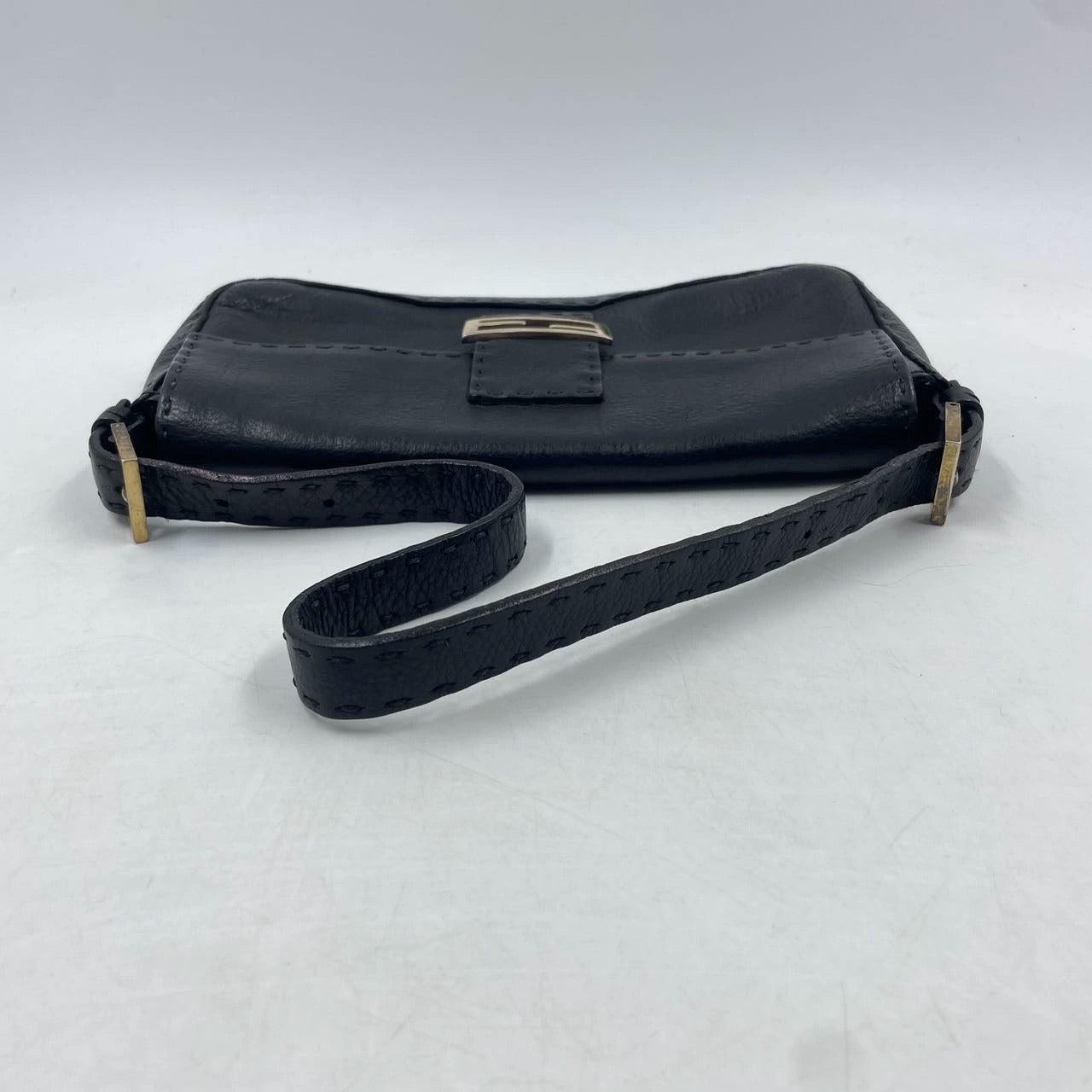 Fendi Baguette Selleria Calfskin Leather Redyed Black Shoulder Bag For Sale 1