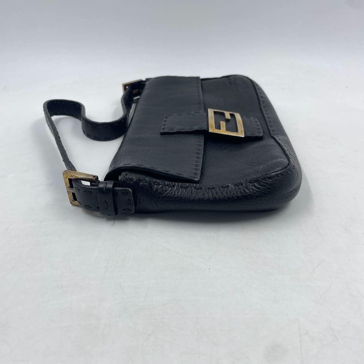 Fendi Baguette Selleria Calfskin Leather Redyed Black Shoulder Bag For Sale 3