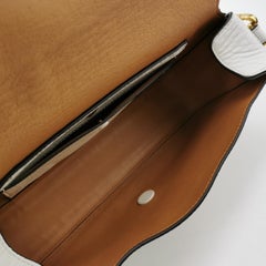 Fendi Baguette Selleria Medium White Calfskin Leather Crossbody Bag