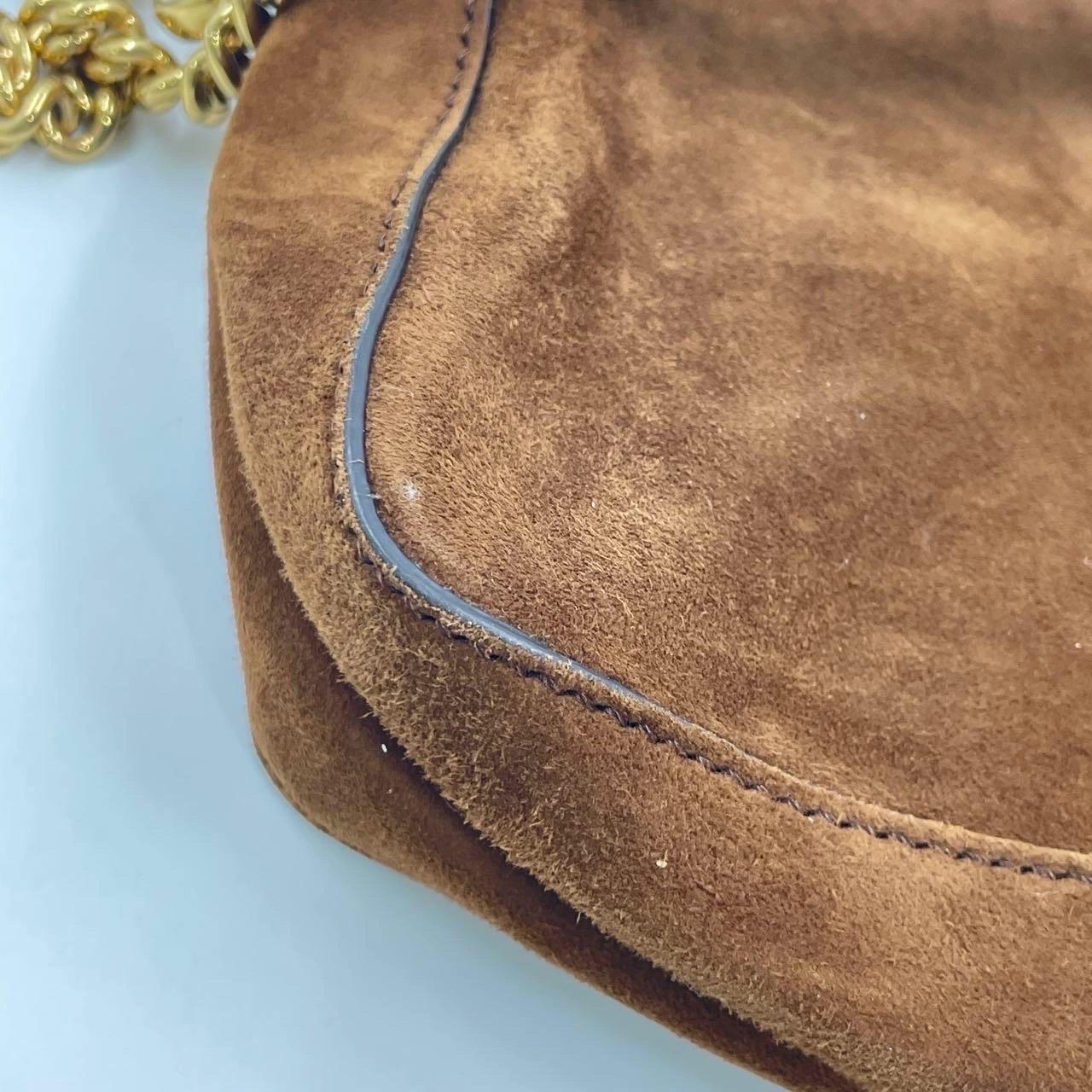 Fendi Baguette Selleria Suede Leather Crossbody Bag Medium Caramel Tan 3