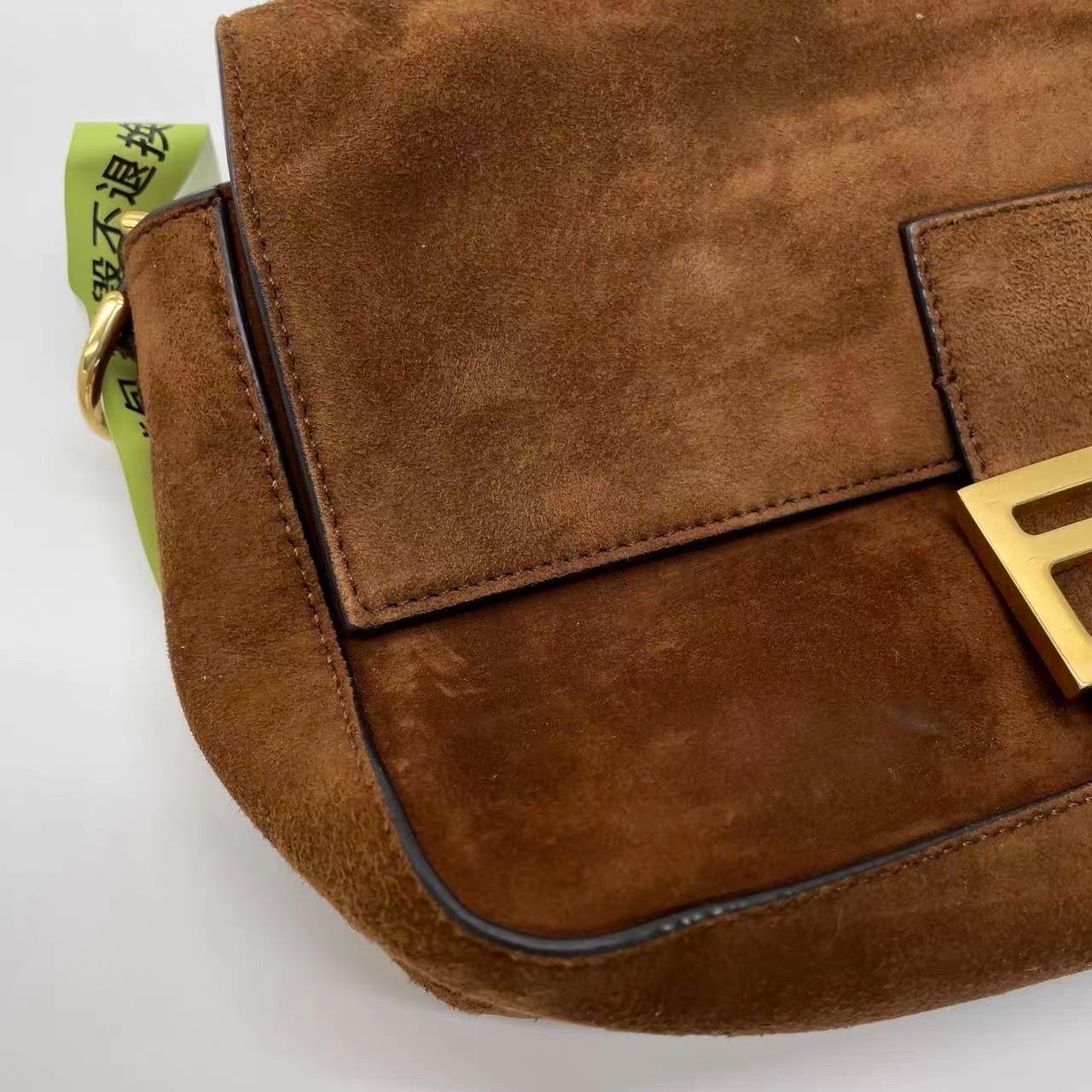 Fendi Baguette Selleria Suede Leather Crossbody Bag Medium Caramel Tan For Sale 12