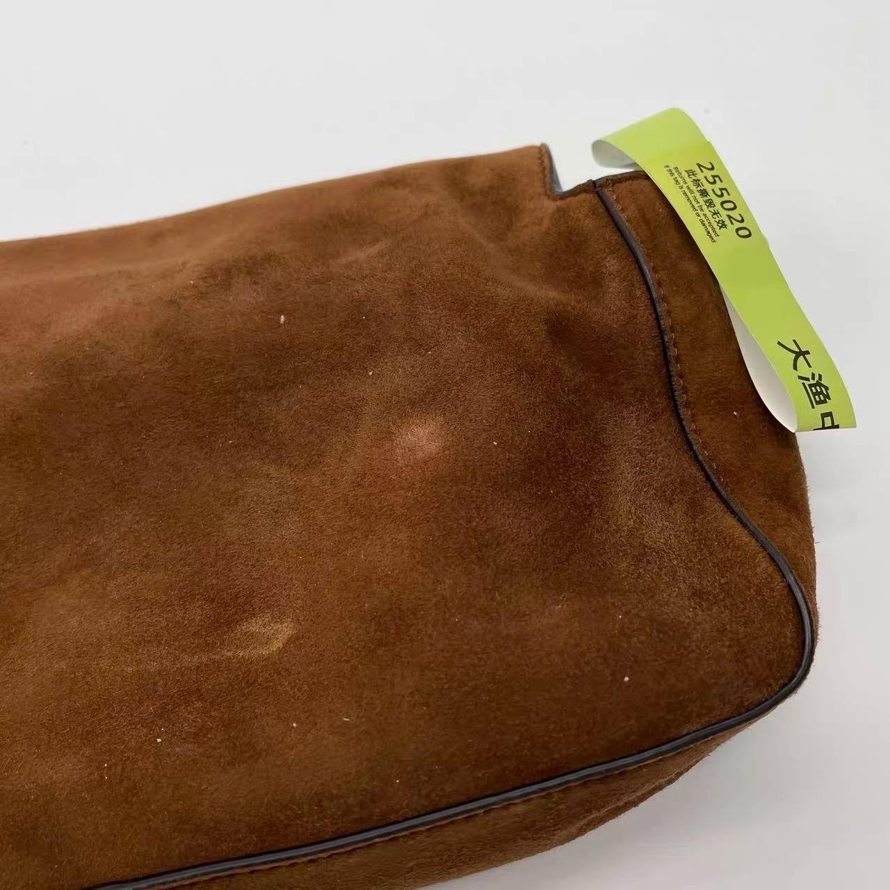Fendi Baguette Selleria Suede Leather Crossbody Bag Medium Caramel Tan For Sale 14