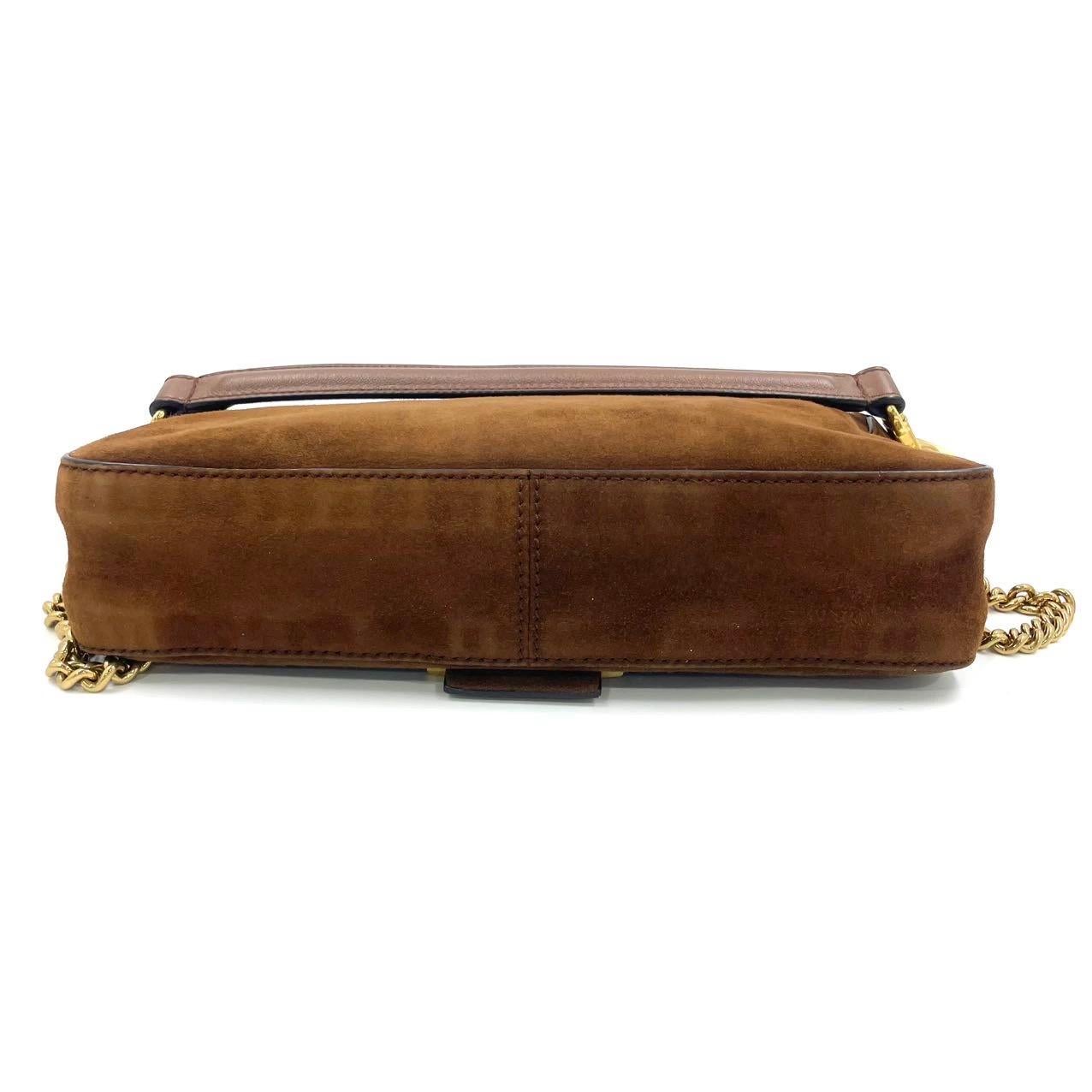 Fendi Baguette Selleria Suede Leather Crossbody Bag Medium Caramel Tan en vente 1