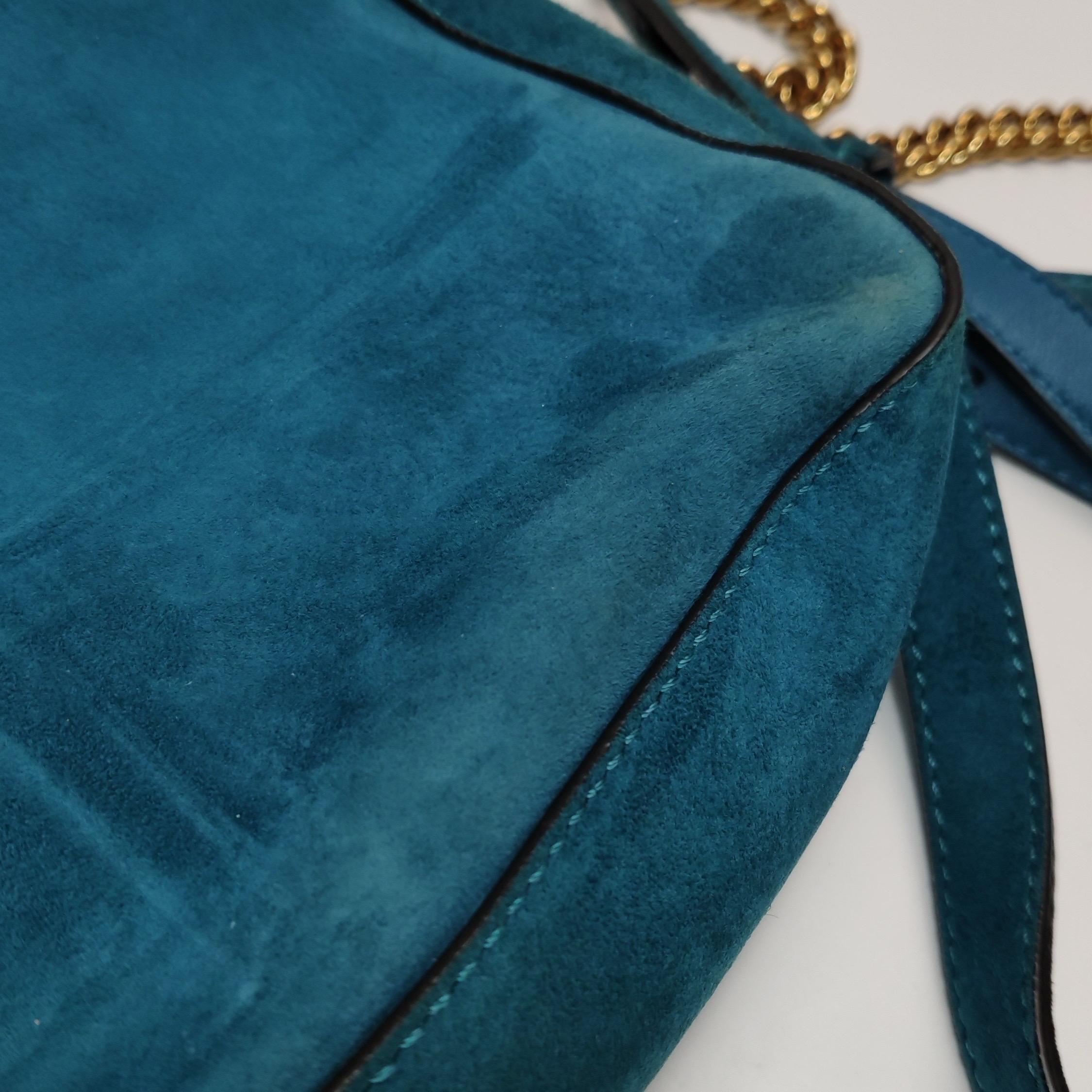 Fendi Baguette Selleria Sac à bandoulière en cuir daim Moyen Bleu sarcelle en vente 15