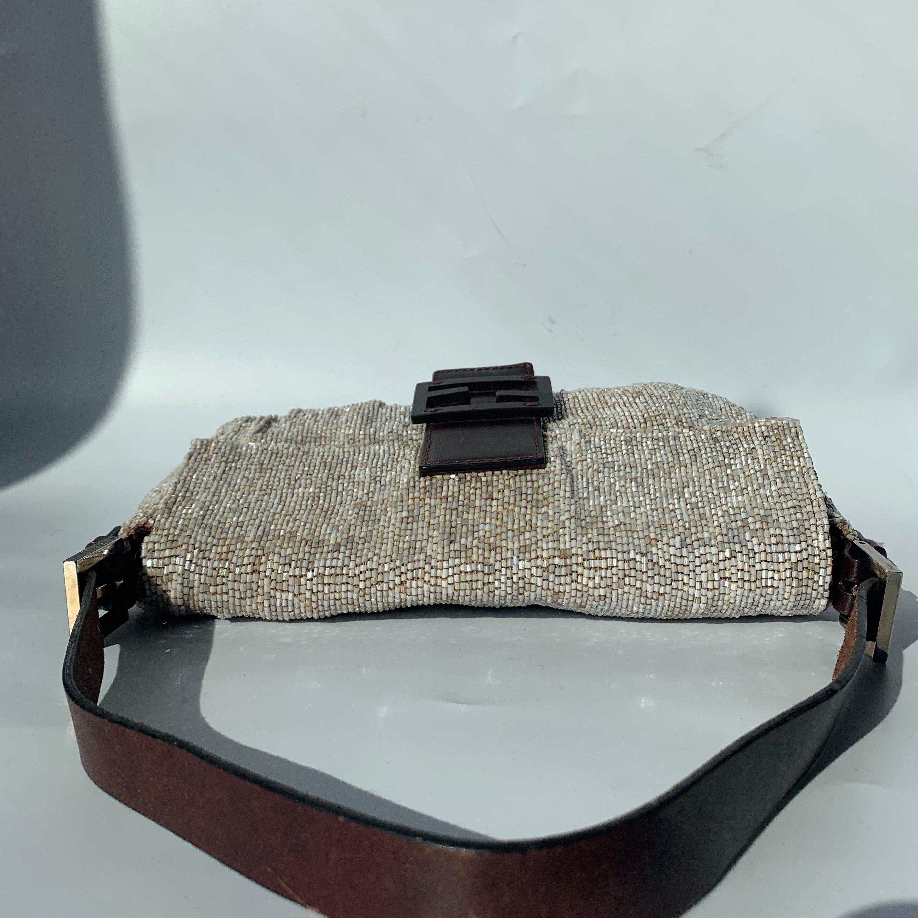 Women's Fendi Baguette Shoulder bag with Beige Beads