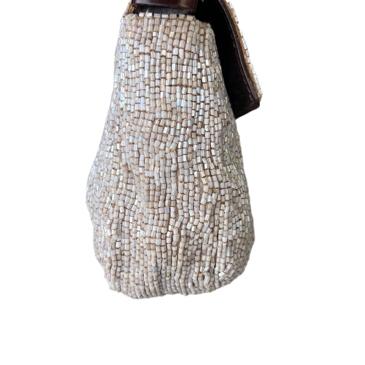 Fendi Baguette Shoulder bag with Cream Beads 6
