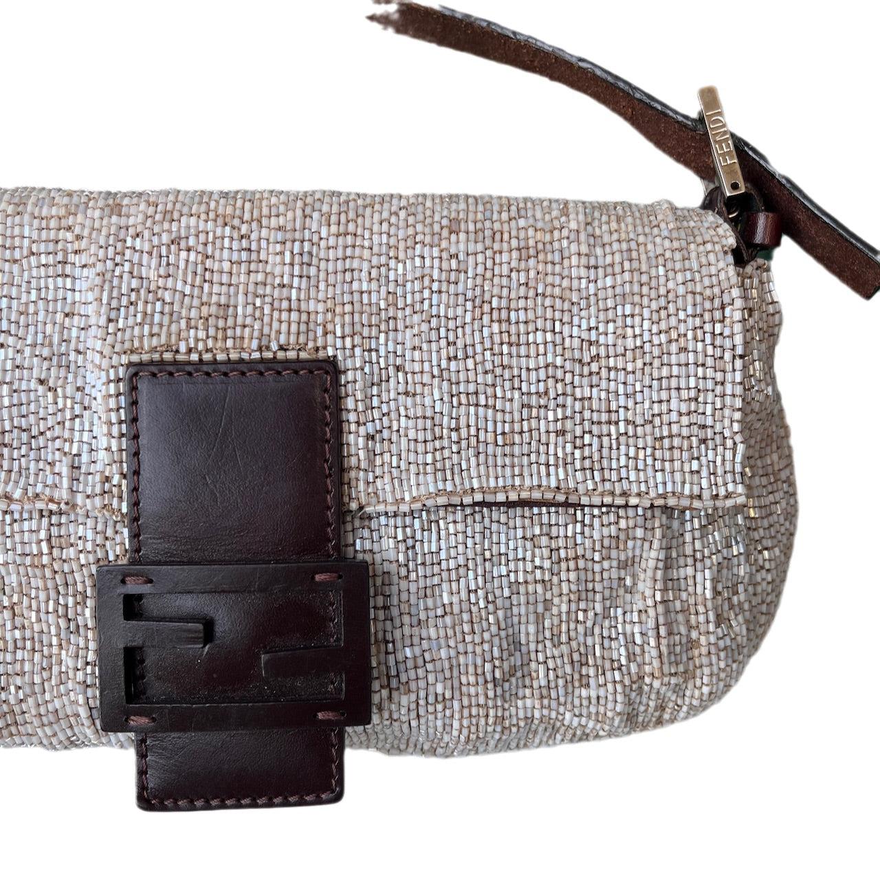 Fendi Baguette Shoulder bag with Cream Beads 8
