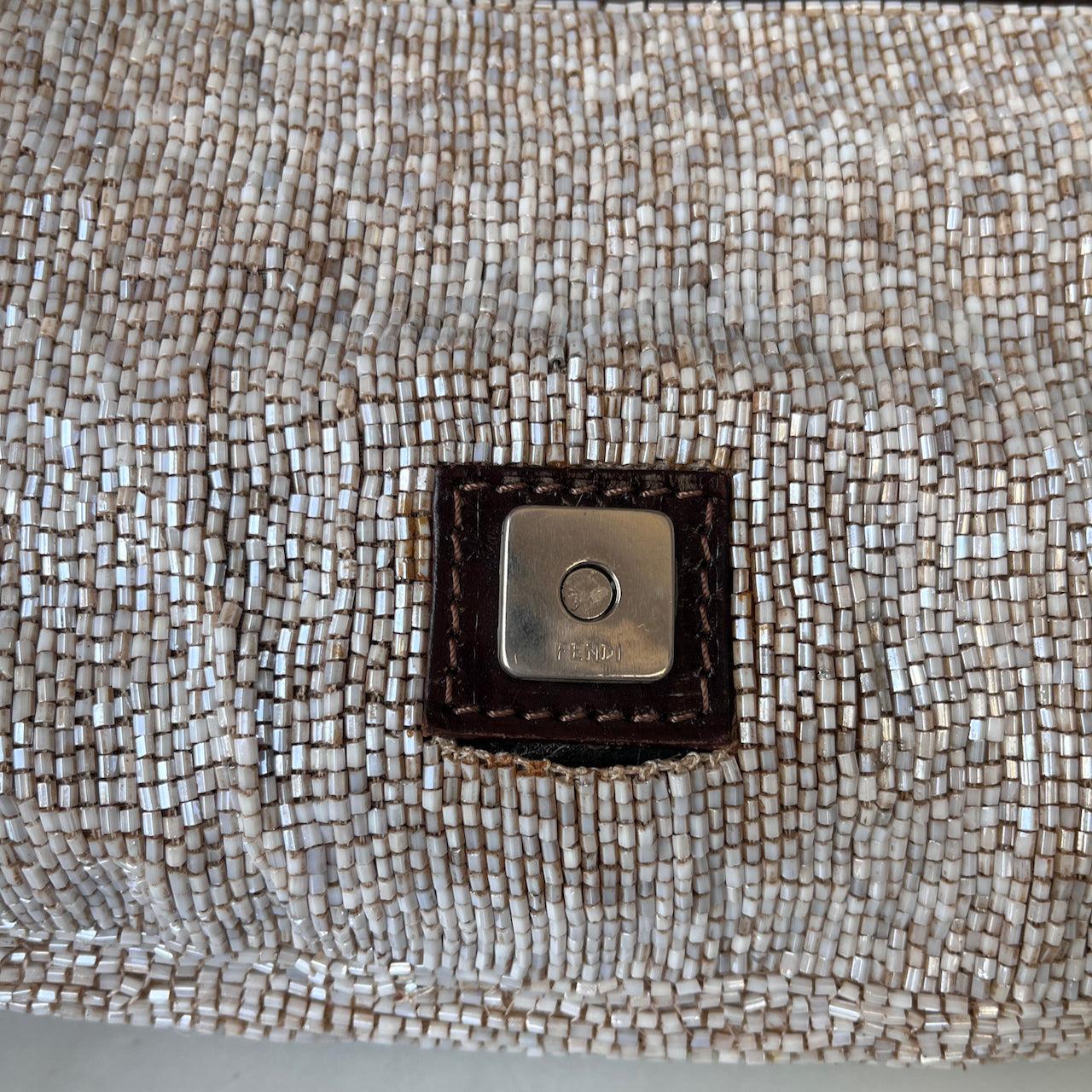 Fendi Baguette Shoulder bag with Cream Beads 10