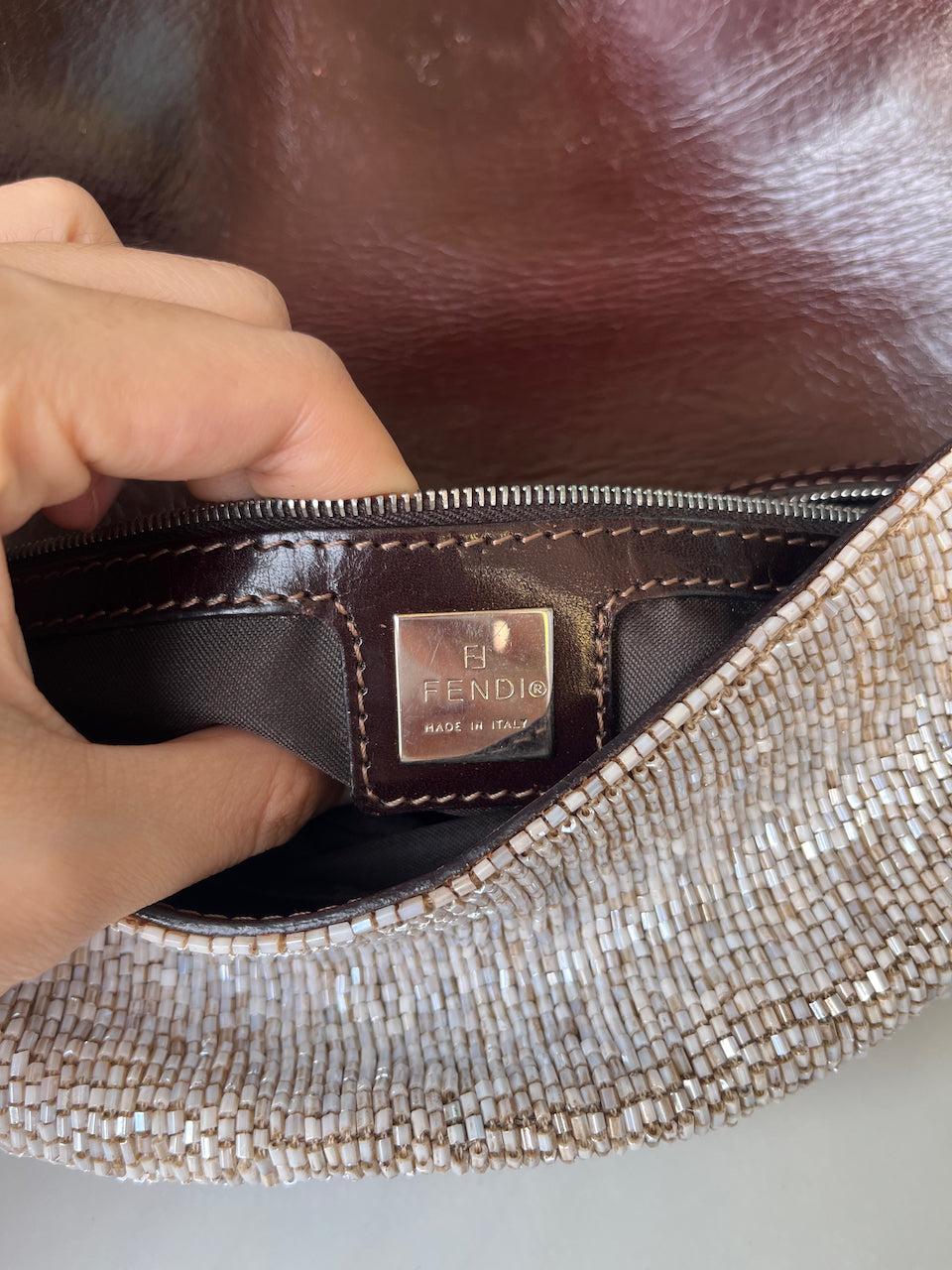 Fendi Baguette Shoulder bag with Cream Beads 15