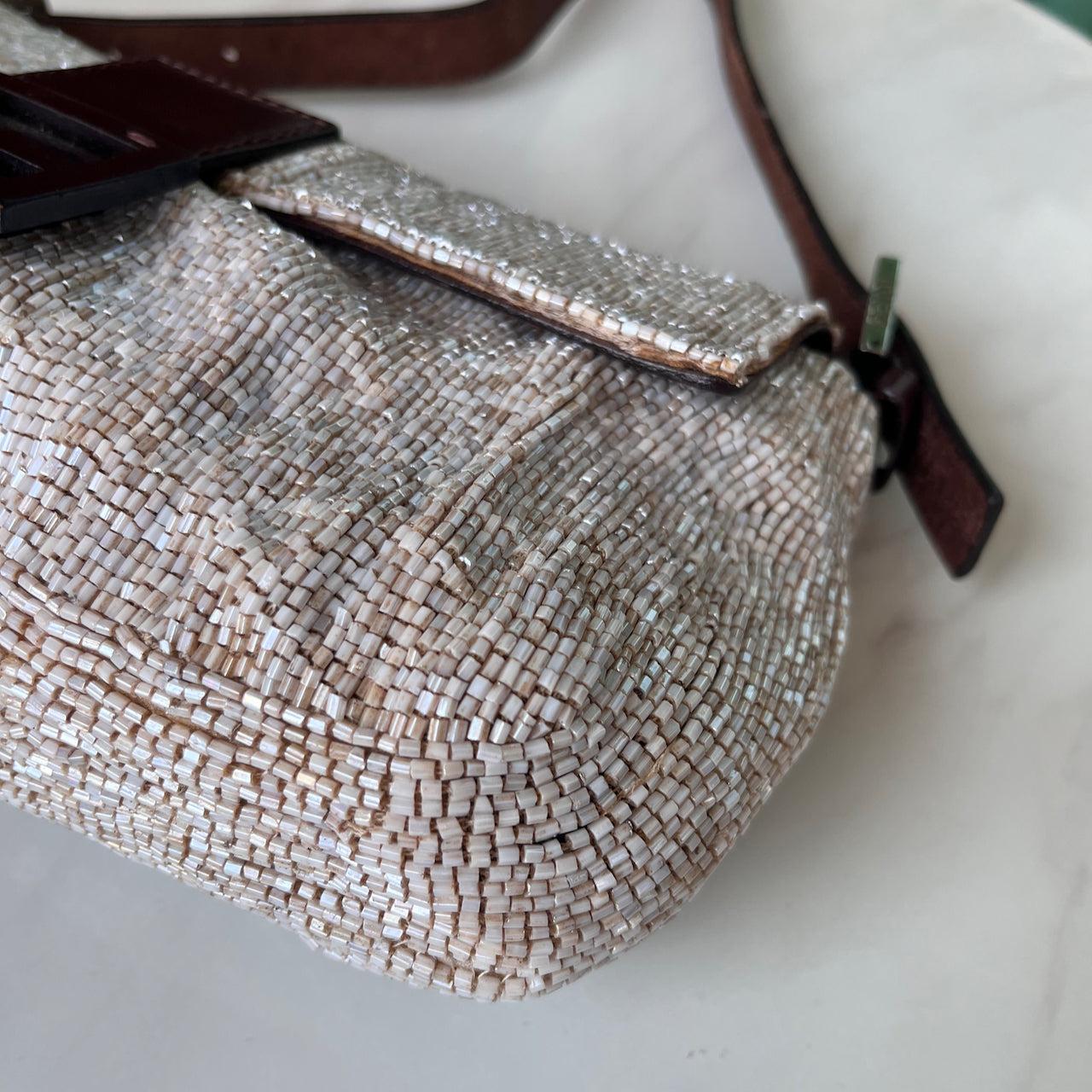 Fendi Baguette Shoulder bag with Cream Beads 2