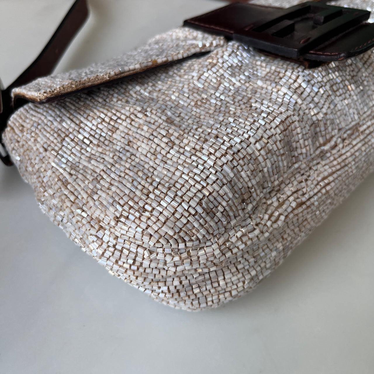 Fendi Baguette Shoulder bag with Cream Beads 3