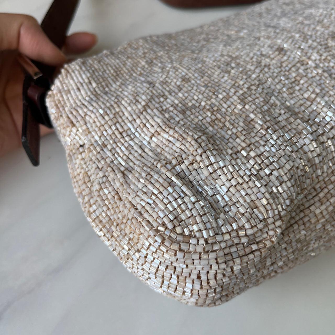 Fendi Baguette Shoulder bag with Cream Beads 4