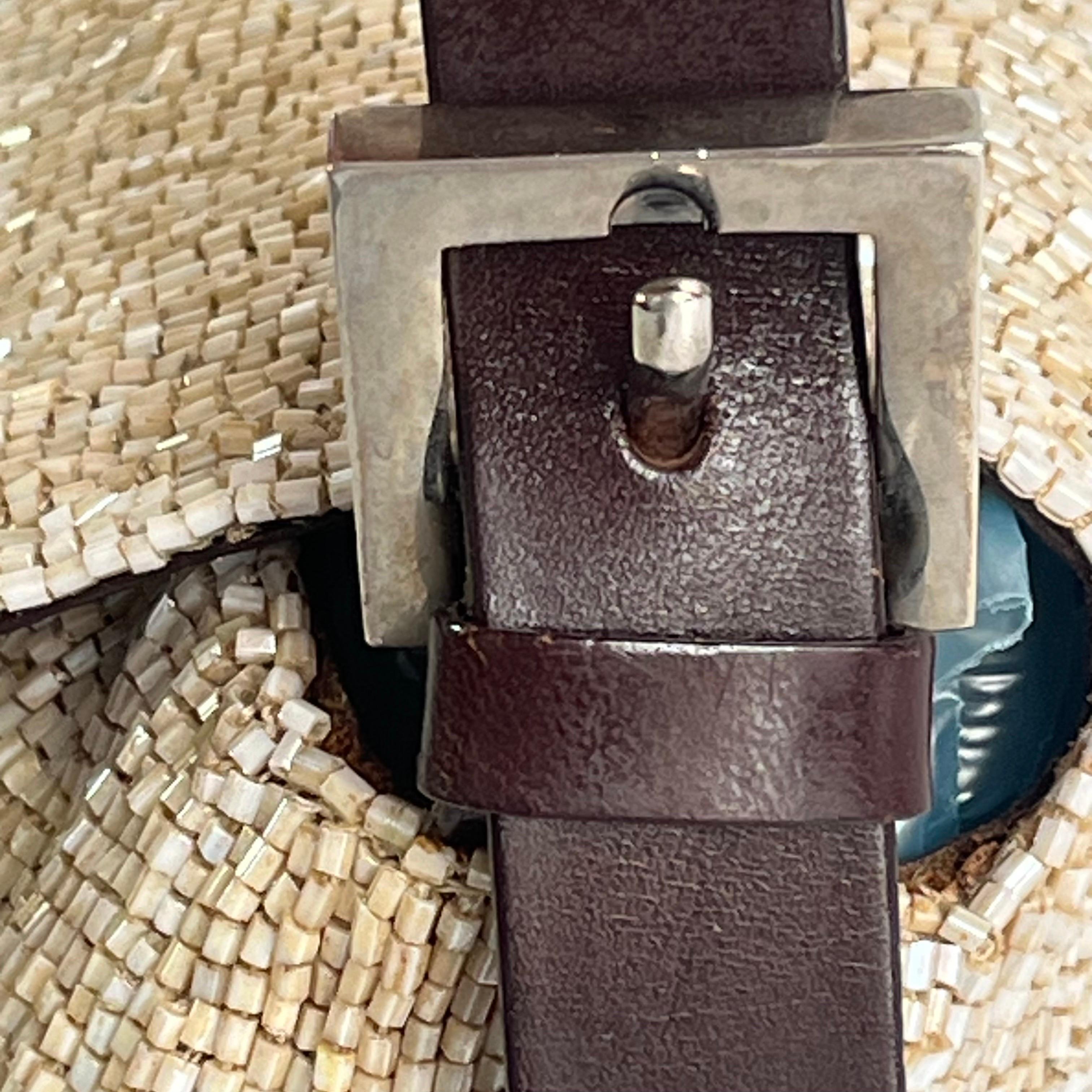 Borsa a tracolla Baguette di Fendi con perline glitterate beige in vendita 10