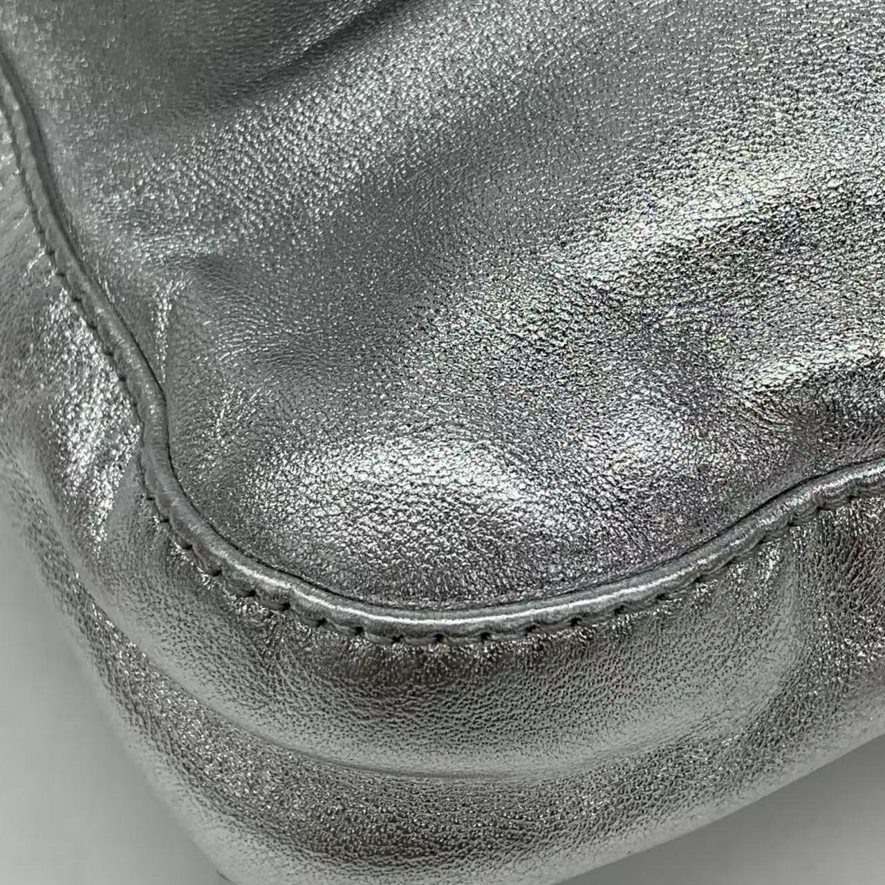 FENDI Baguette Silver Lambskin Leather Crystal Buckle Shoulder Bag For Sale 6