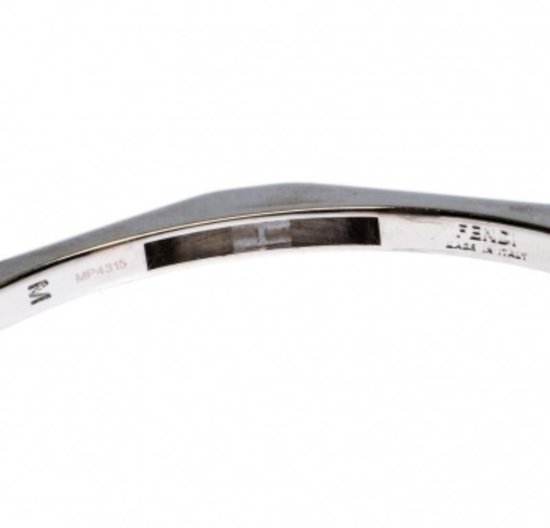 Donna Fendi Baguette Silver Tone Open Cuff Bracelet in vendita