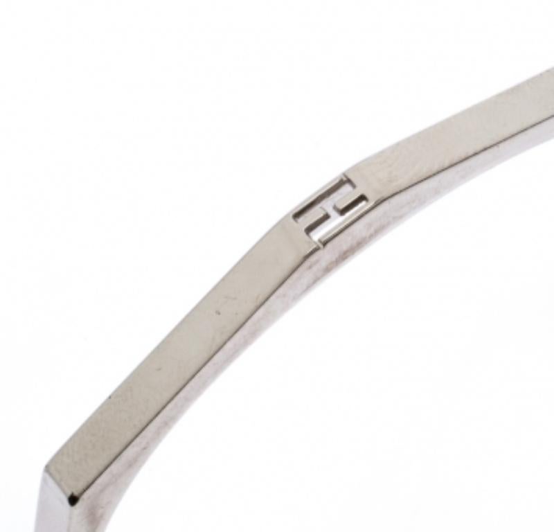 Fendi Baguette Silver Tone Open Cuff Bracelet in vendita 1