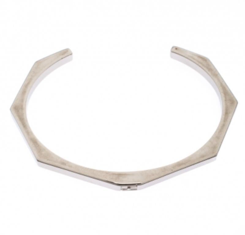 Fendi Baguette Silver Tone Open Cuff Bracelet in vendita 3