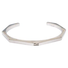 Fendi Baguette Silver Tone Open Cuff Bracelet