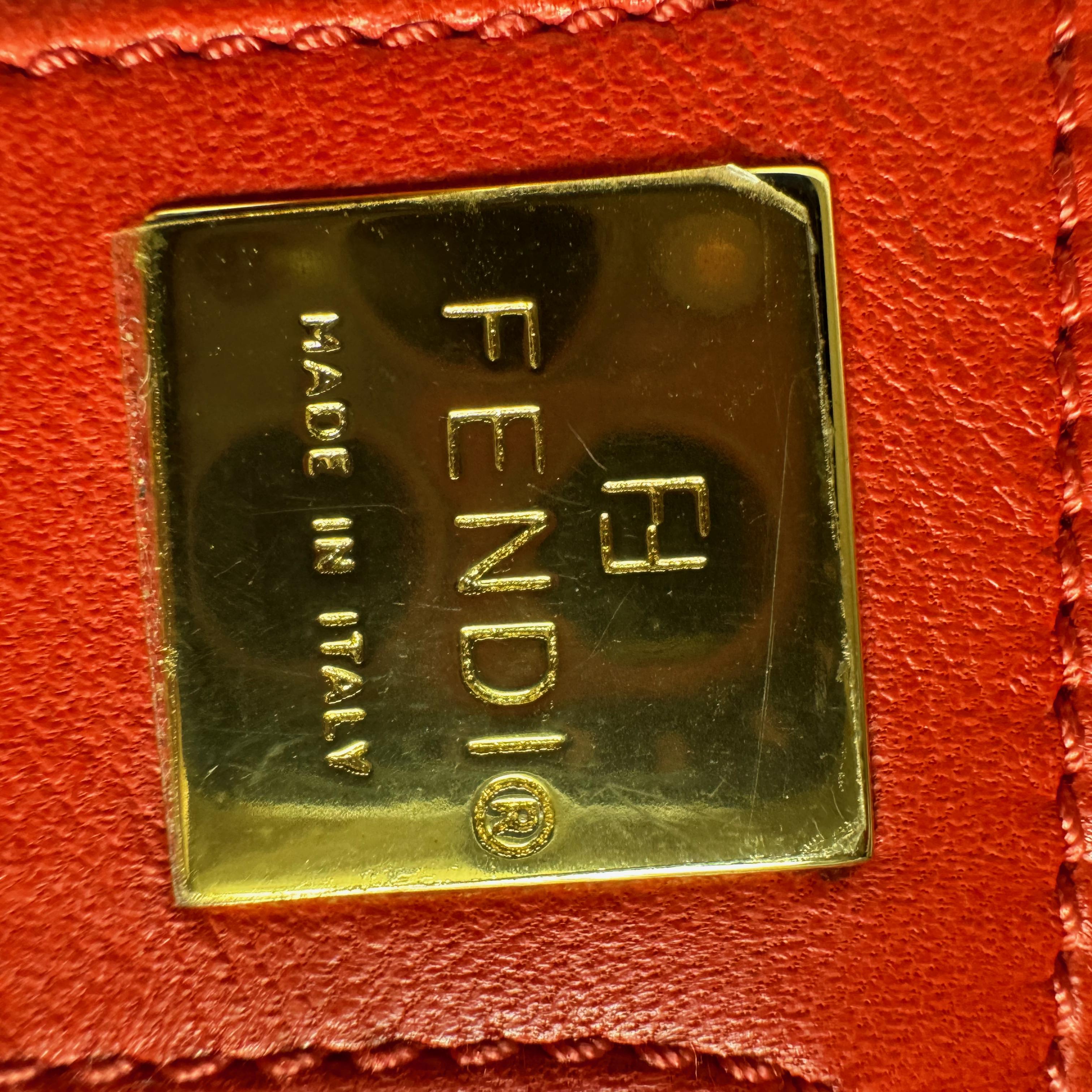 Fendi Baguette Soft Fluffy Shoulder Bag Pink and Orange Leather 7