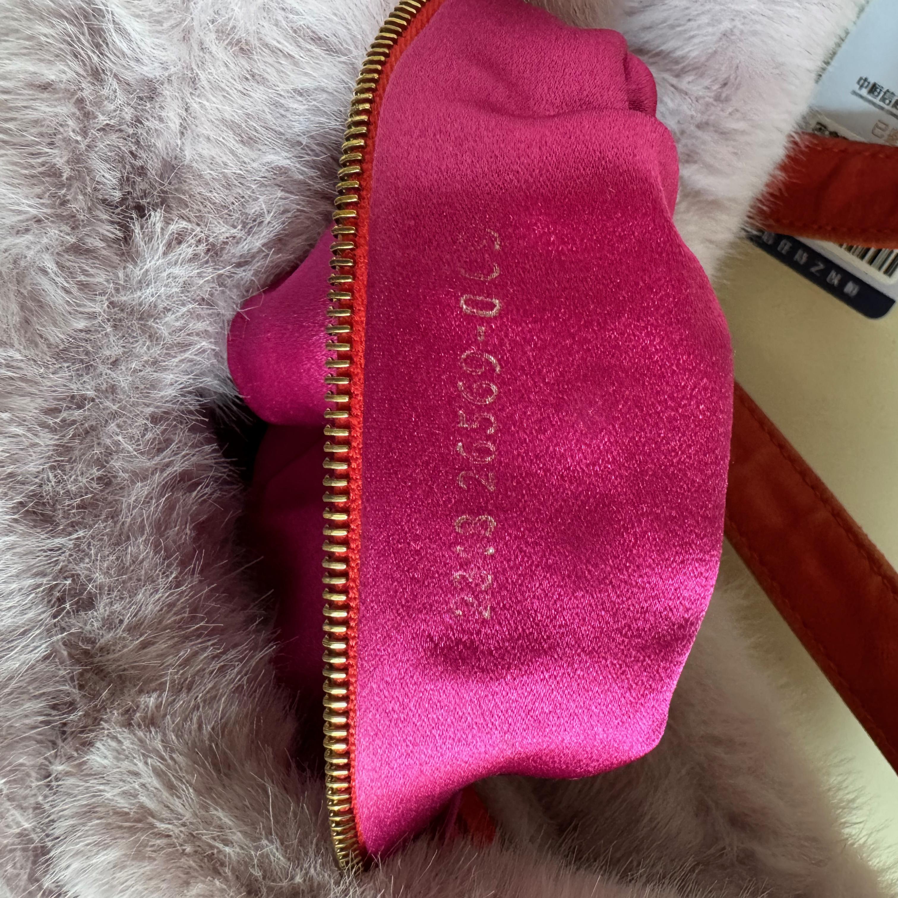 Fendi Baguette Soft Fluffy Shoulder Bag Pink and Orange Leather 8