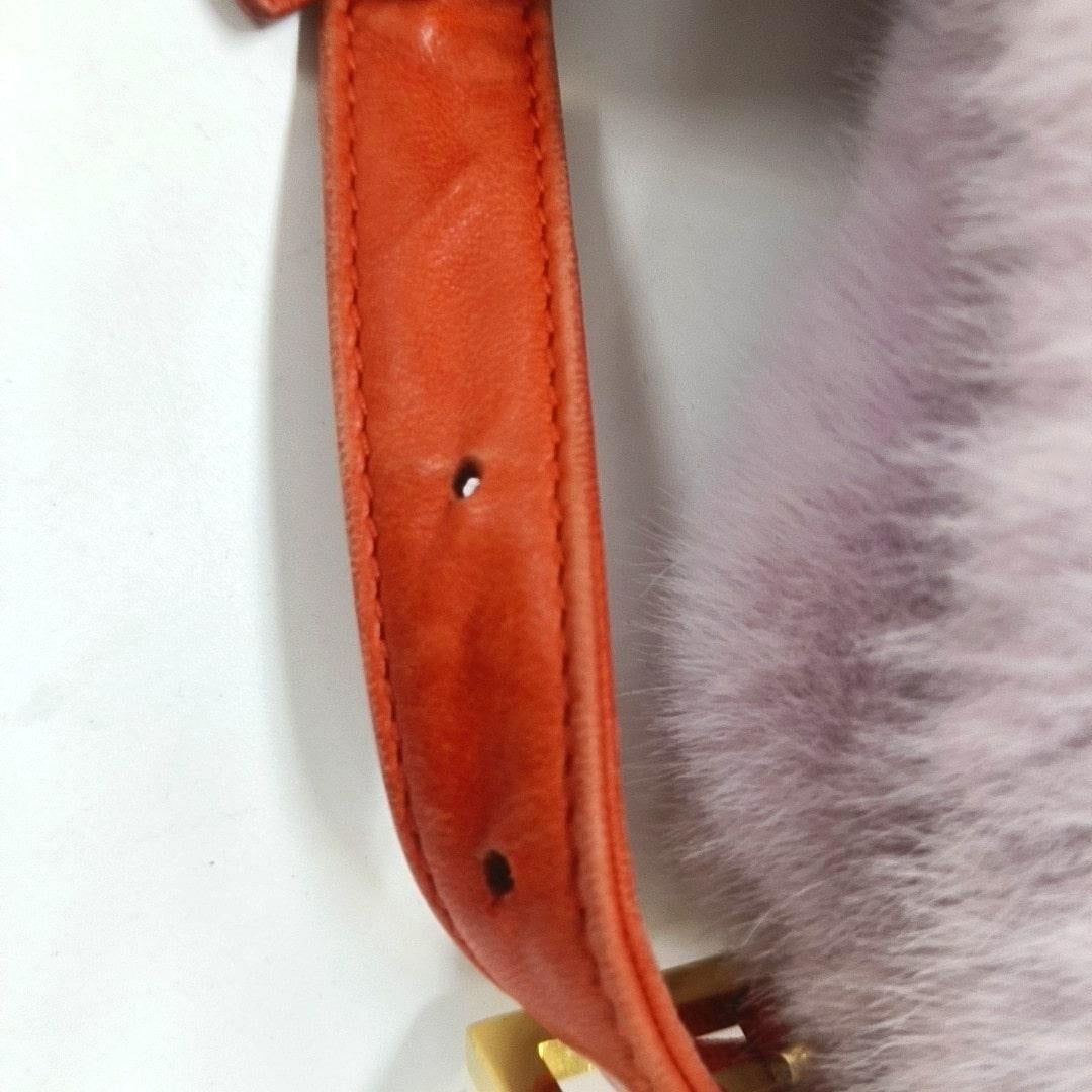 Fendi Baguette Soft Fluffy Shoulder Bag Pink and Orange Leather 1