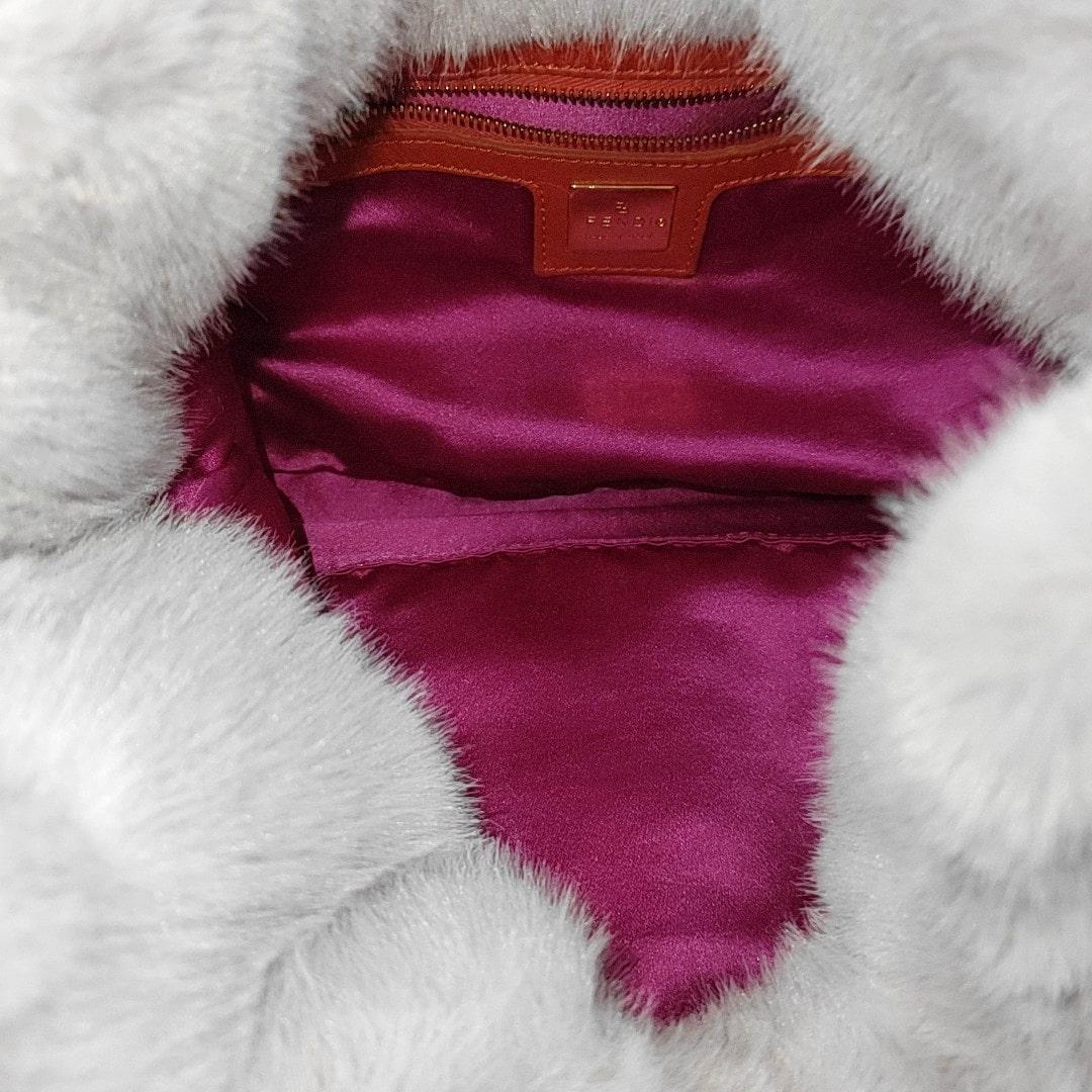Fendi Baguette Soft Fluffy Shoulder Bag Pink and Orange Leather 2