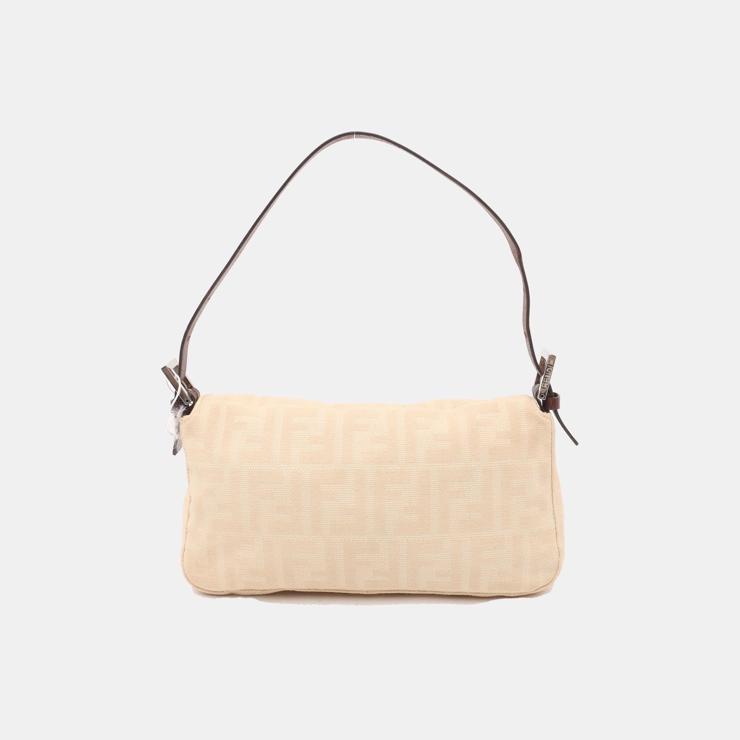 Fendi Baguette Vintage Beige Canvas Zucca Print Shoulder Bag For Sale 1