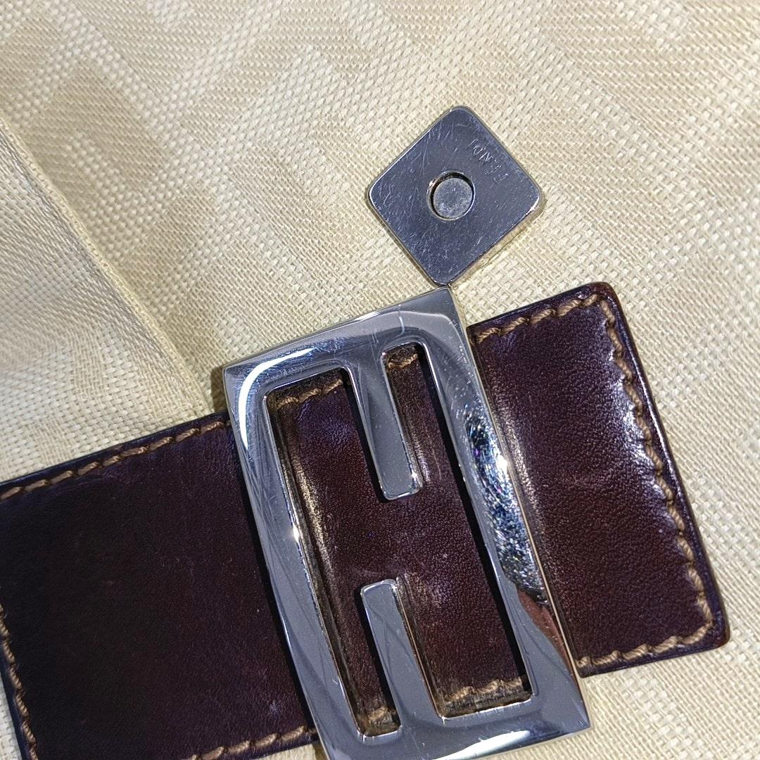 FENDI Baguette Vintage Beige Zucca Print Canvas Shoulder Bag 9