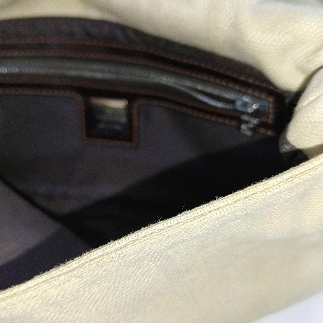 FENDI Baguette Vintage Beige Zucca Print Canvas Shoulder Bag 15