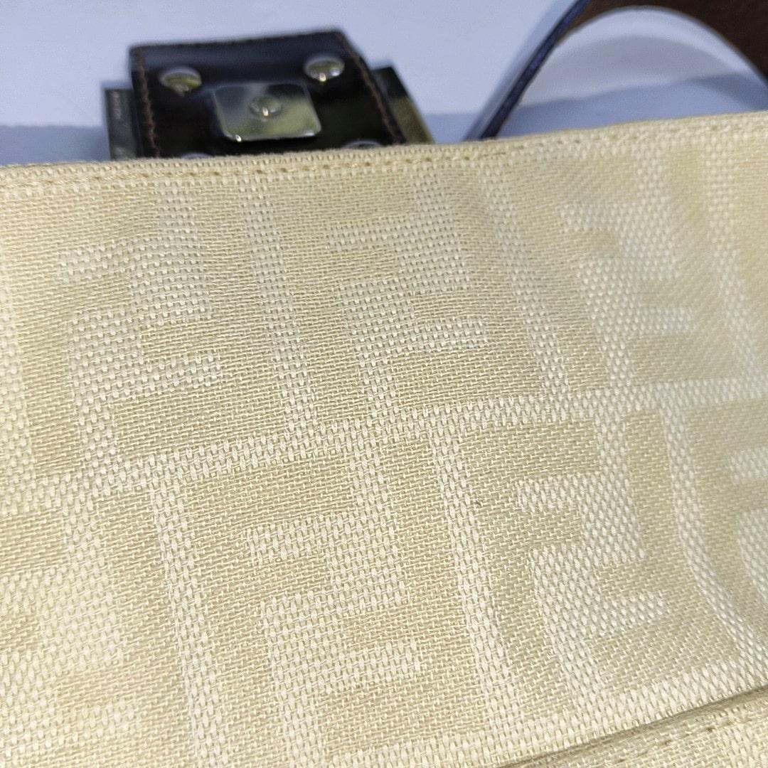 FENDI Baguette Vintage Beige Zucca Print Canvas Shoulder Bag 4