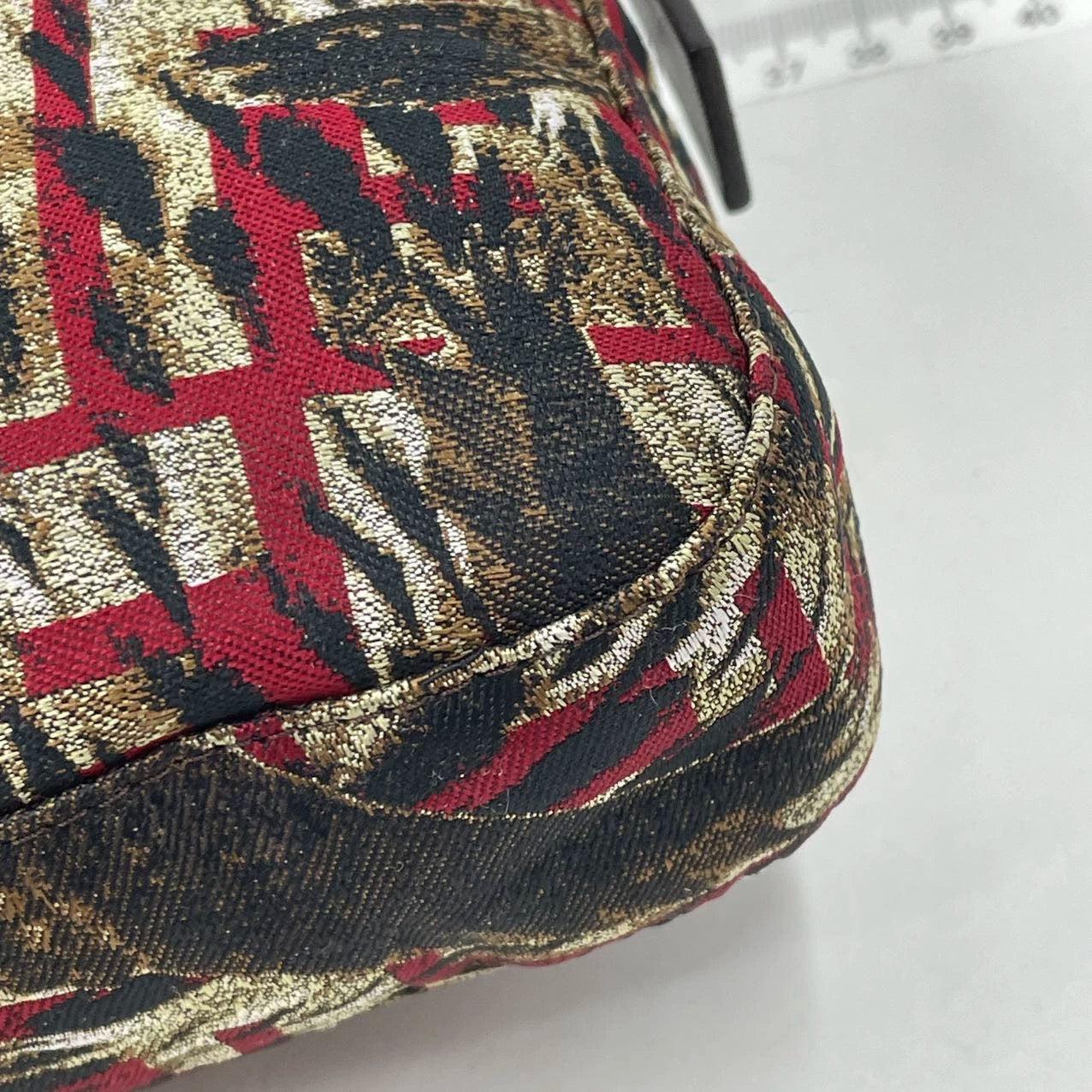 FENDI Baguette Vintage Bird Printed Multicolor Canvas Shoulder Bag For Sale 8