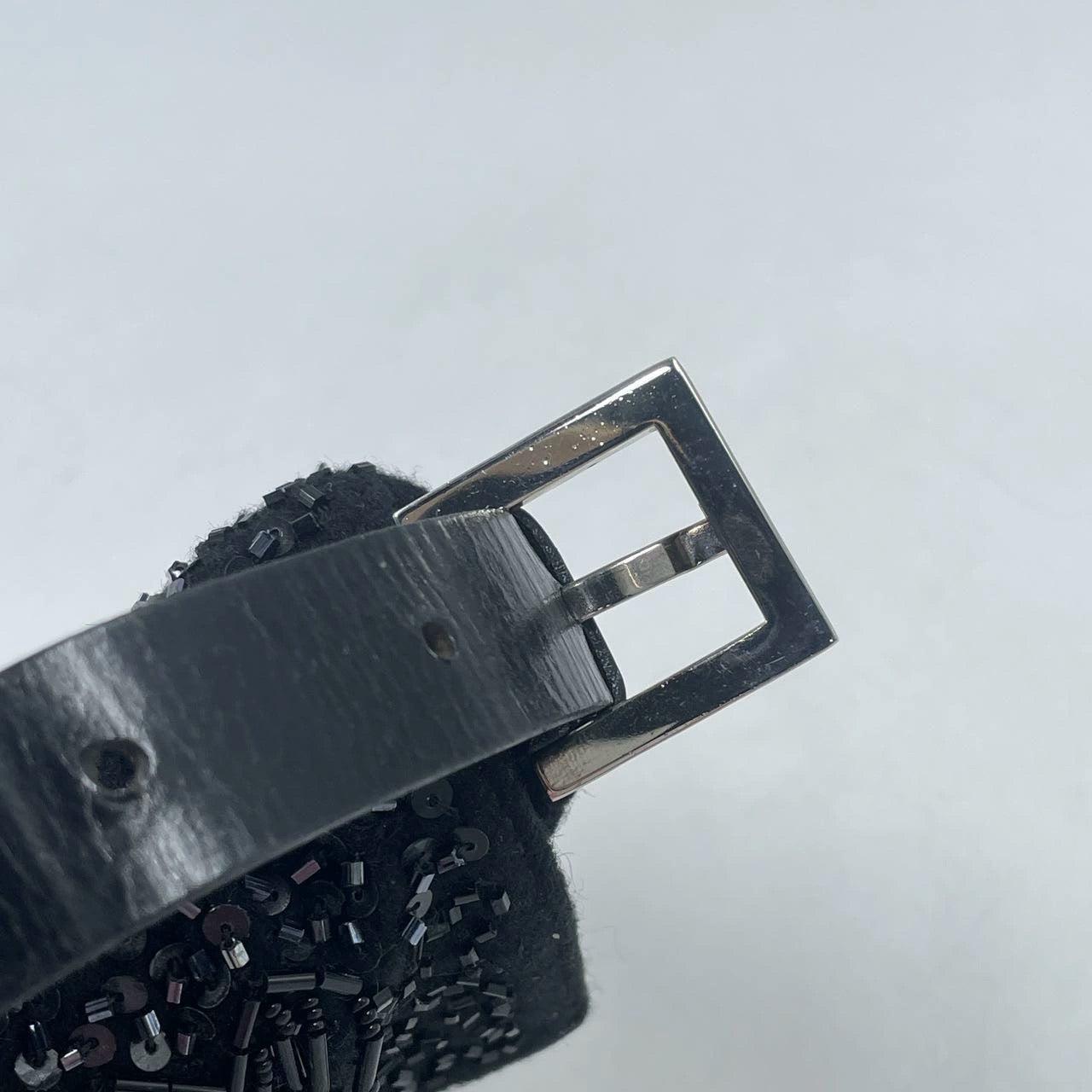 Fendi Baguette Vintage Black Beaded Tussle On Black Shoulder Bag 9