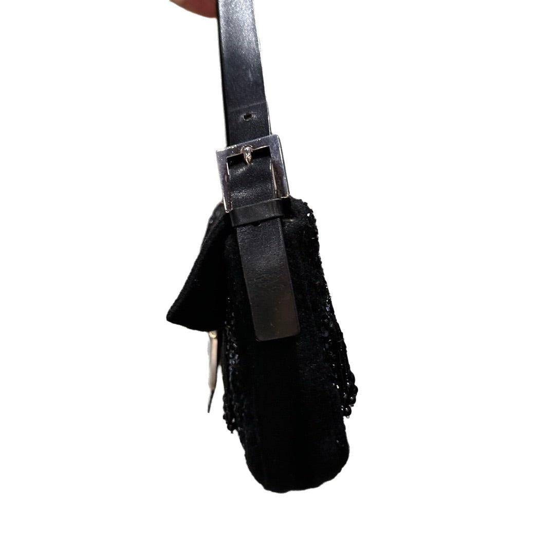 De las mujeres Bolso bandolera Fendi Baguette Vintage negro con cuentas en negro