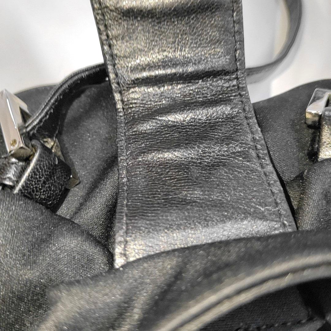 FENDI Baguette Vintage Black Cloth Silver Hardware Double Strap 6