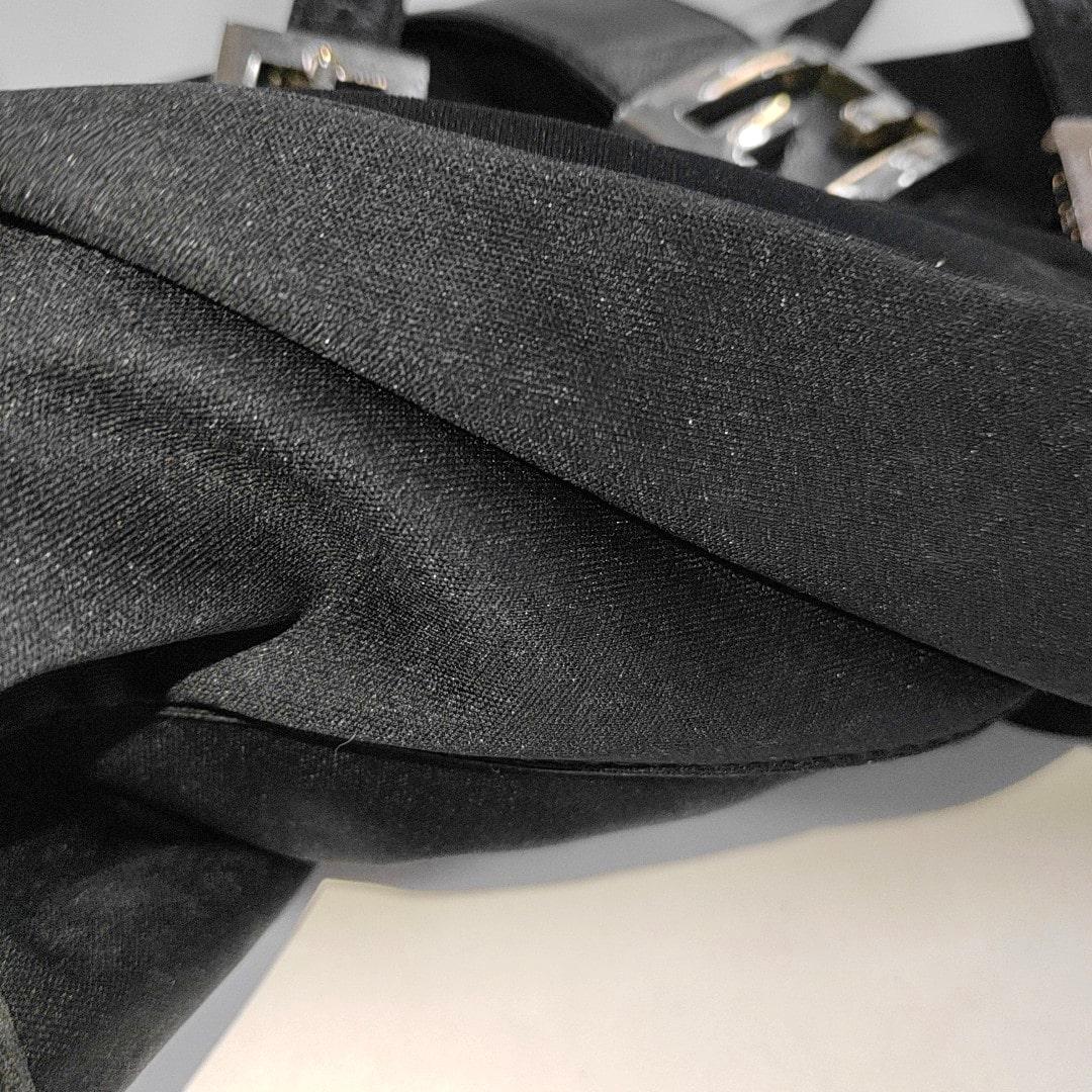 FENDI Baguette Vintage Black Cloth Silver Hardware Double Strap 11