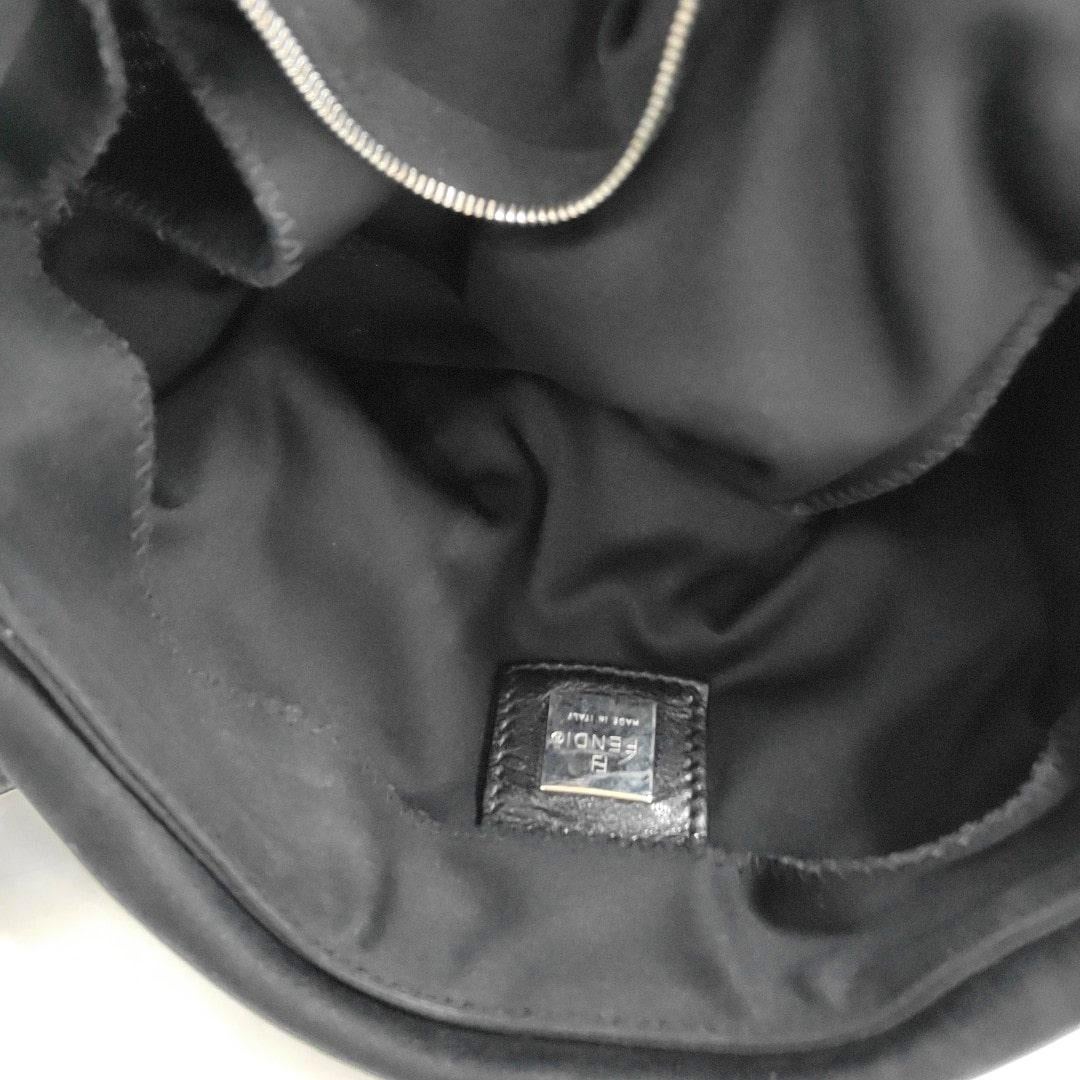 FENDI Baguette Vintage Black Cloth Silver Hardware Double Strap 2