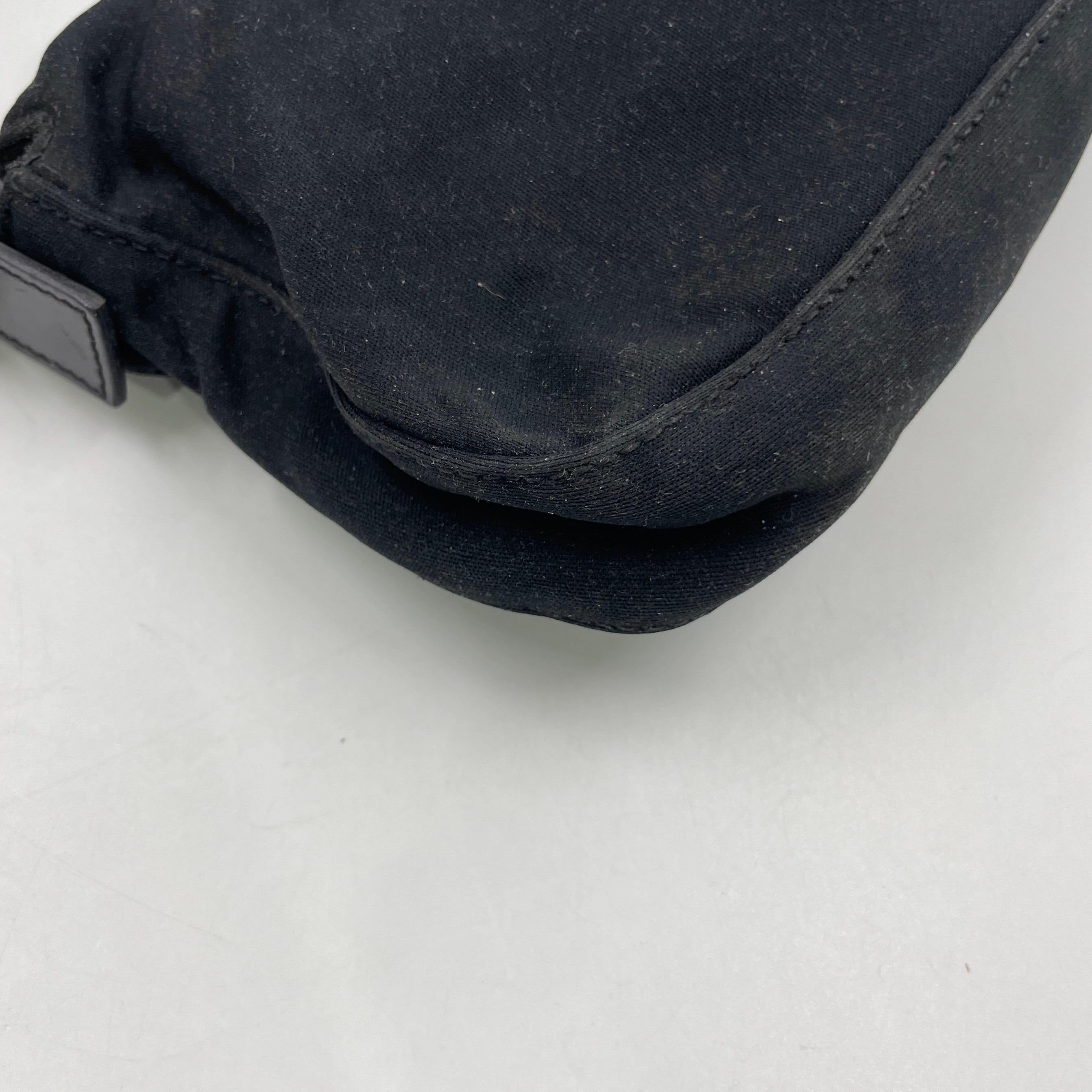 FENDI Baguette Vintage Schwarzes Tuch Silber Hardware mit Silberbeschlägen im Angebot 12