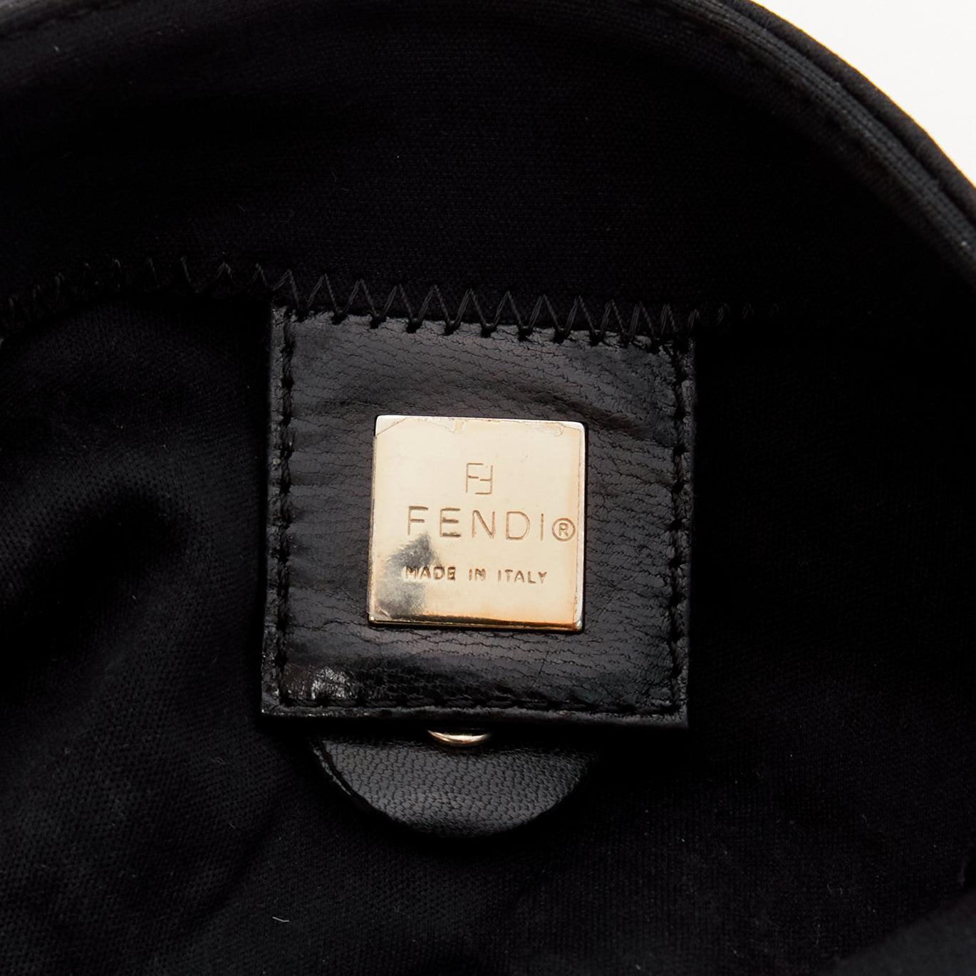 FENDI Baguette Vintage black cotton silver FF logo leather flap shoulder bag For Sale 6