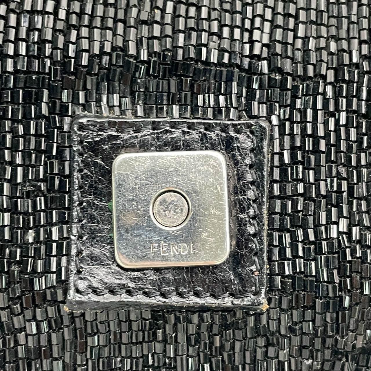 Fendi Baguette Vintage Black Glitter Beads Shoulder Bag For Sale 6