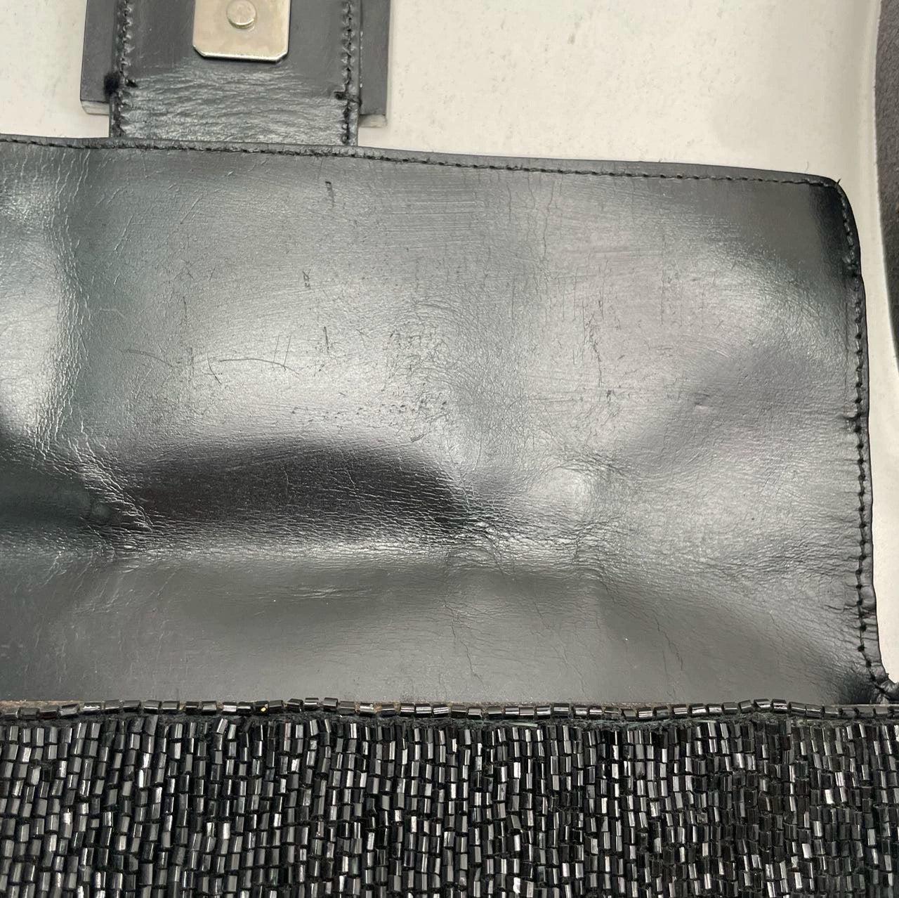 Fendi Baguette Vintage Black Glitter Beads Shoulder Bag For Sale 7