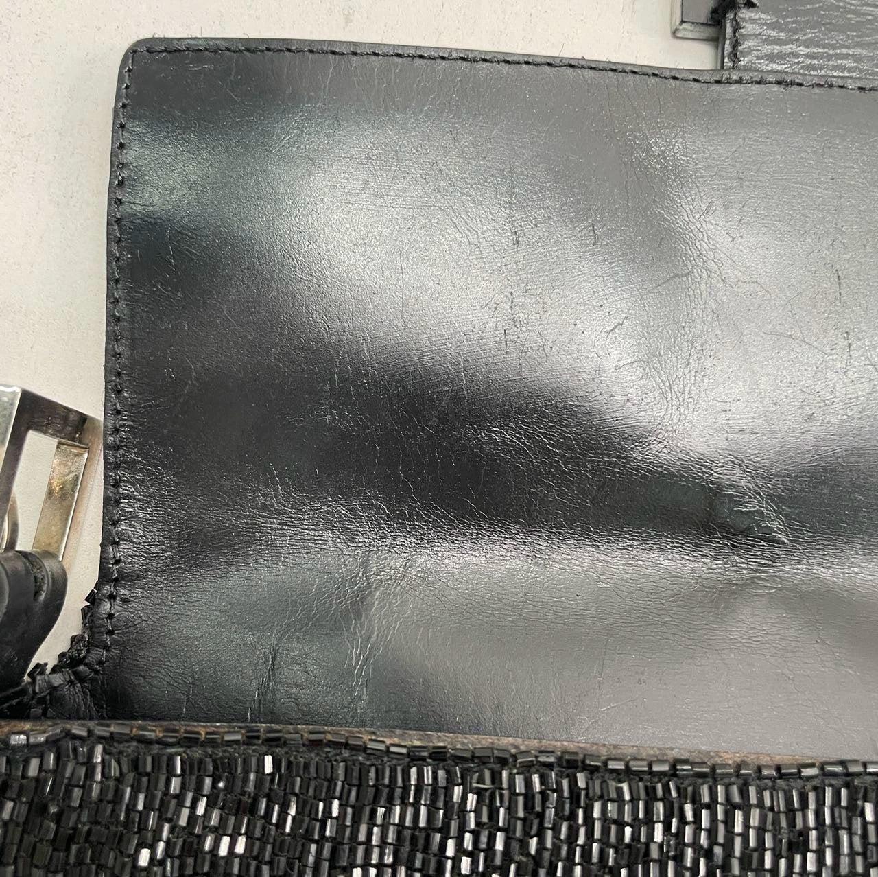 Fendi Baguette Vintage Black Glitter Beads Shoulder Bag For Sale 8
