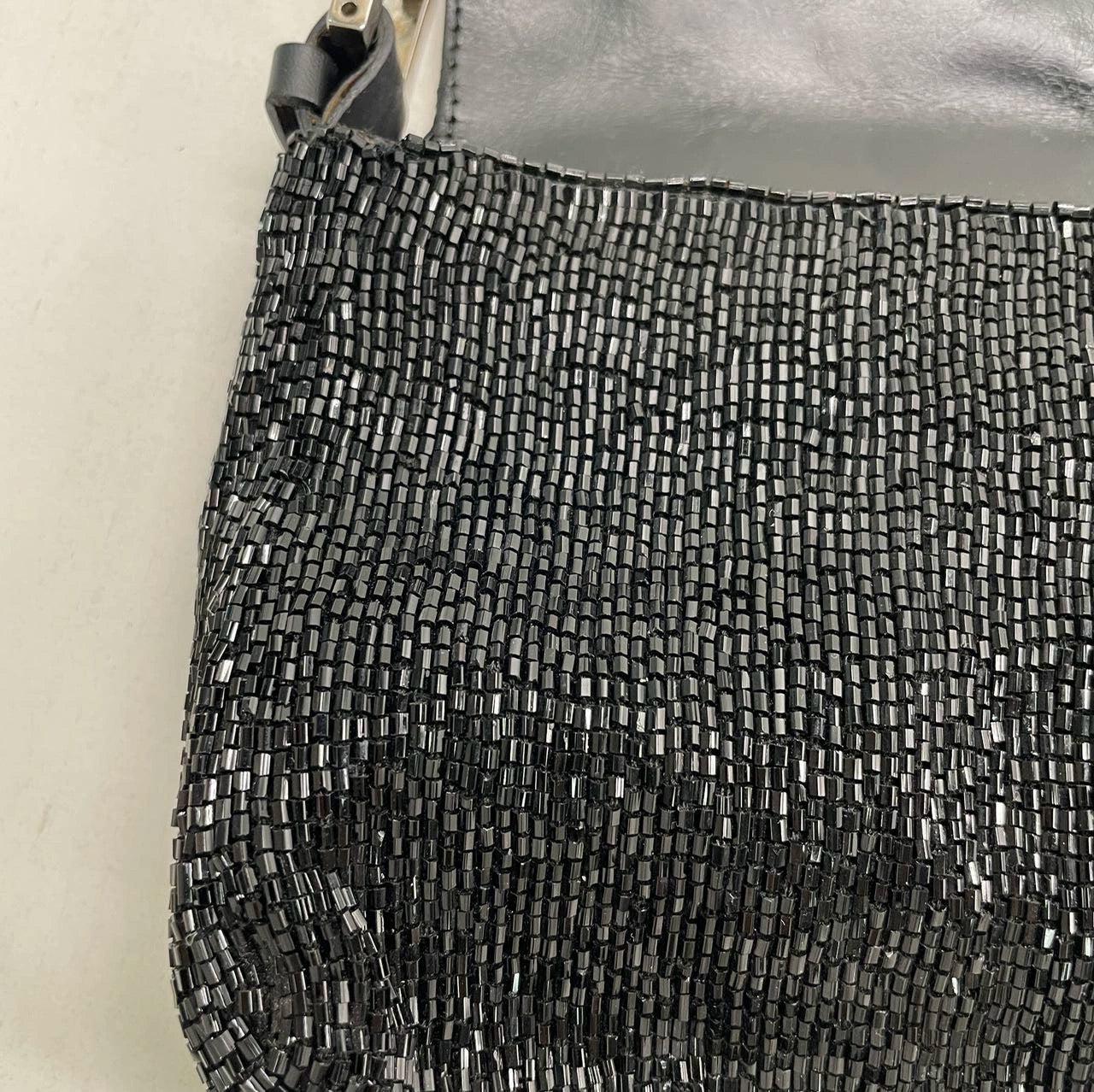 Fendi Baguette Vintage Black Glitter Beads Shoulder Bag For Sale 10
