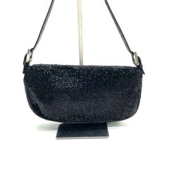 Fendi Baguette Vintage Black Glitter Beads Shoulder Bag
