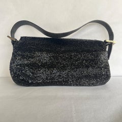 Fendi Baguette Vintage Black Glitter Beads Shoulder Bag