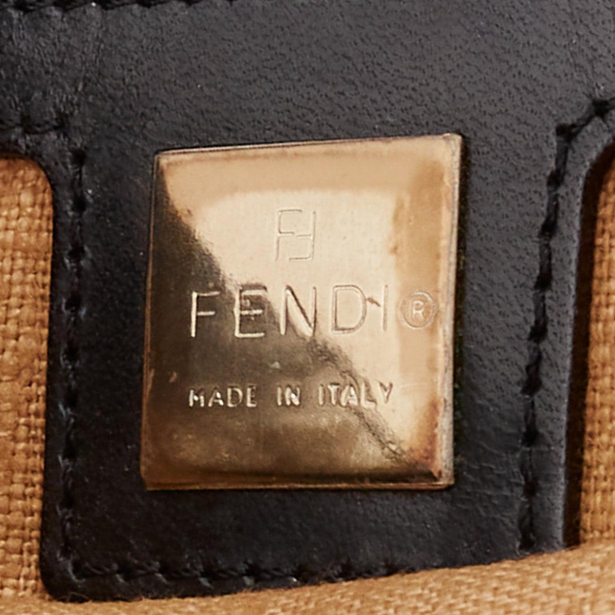 FENDI Baguette Vintage black intricate beaded FF logo black leather buckle bag 5