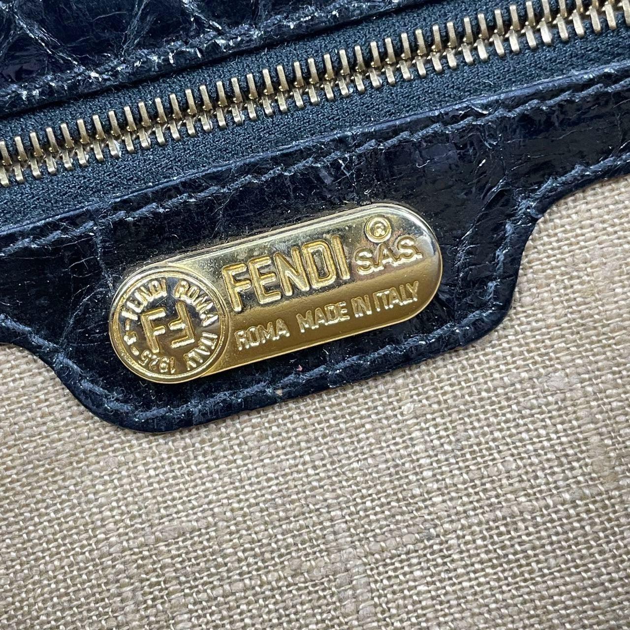 Fendi Baguette Vintage Black Round Beads with Snake Skin Strap 6