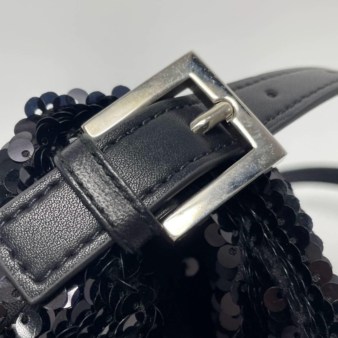 Fendi Baguette Vintage Black Sequins and Leather For Sale 10
