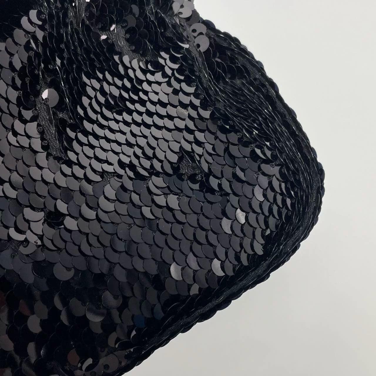 Fendi Baguette Vintage Black Sequins and Leather For Sale 13