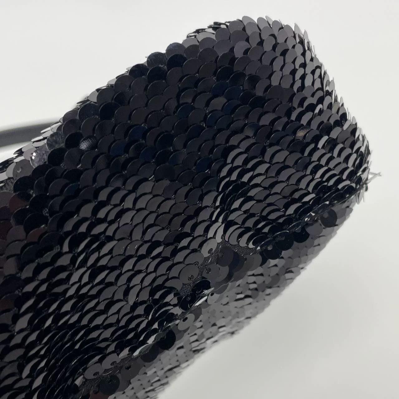 Fendi Baguette Vintage Black Sequins and Leather For Sale 14
